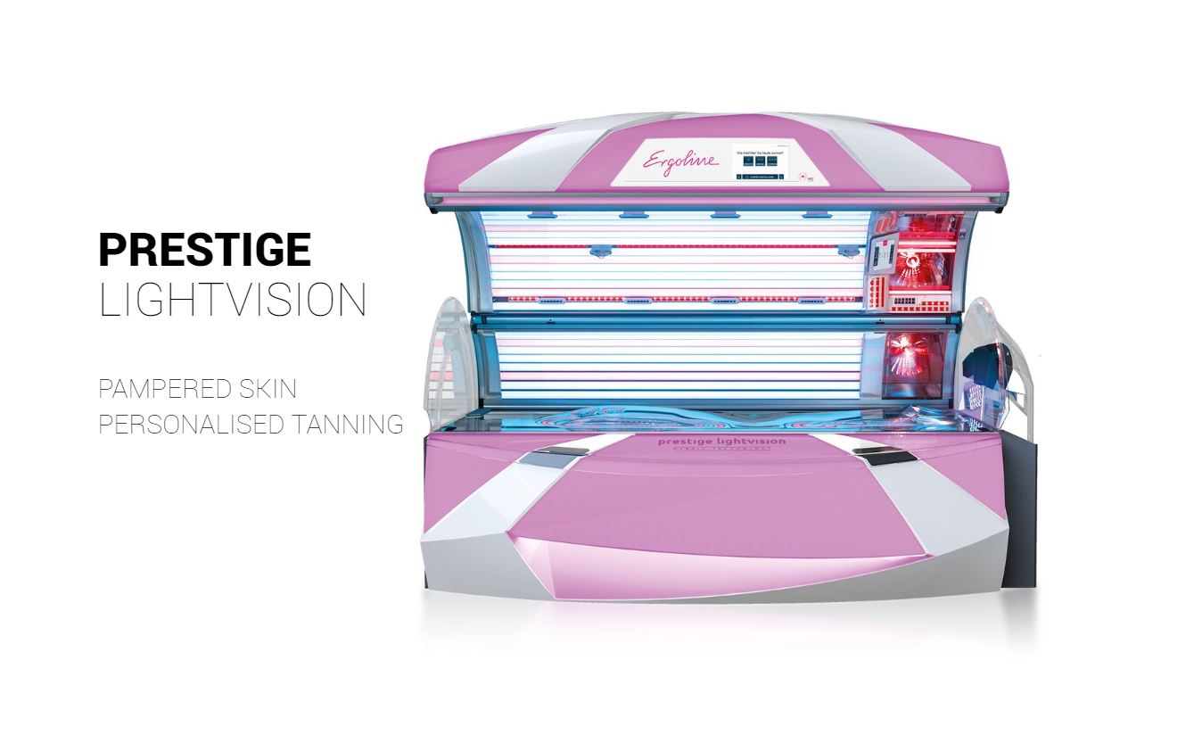 Ergoline Prestige Lightvision Sonnenbank in Rosa mit Beauty-Light-Beleuchtung
